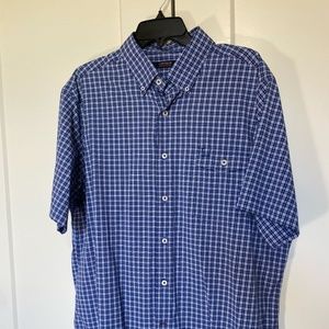 Cremieux Performance short sleeve button up - men XL - blue and white